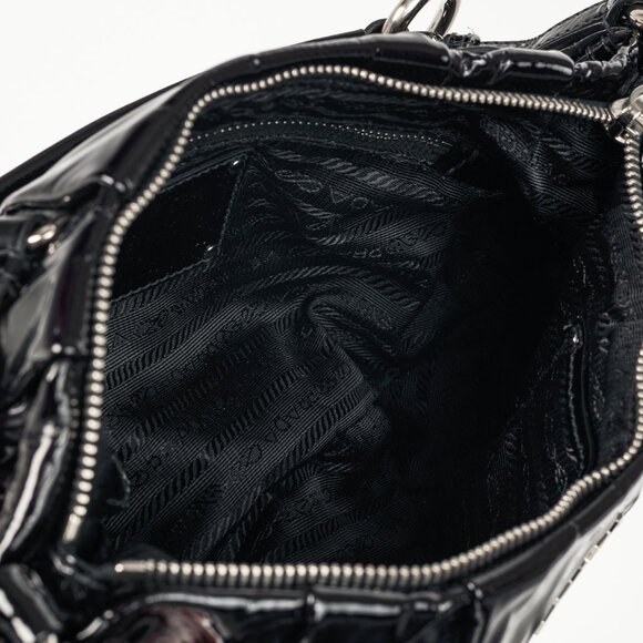 Prada Rosso & Argento Vernice Sfumata Gradient Patent Leather Handbag - Picture 12 of 14